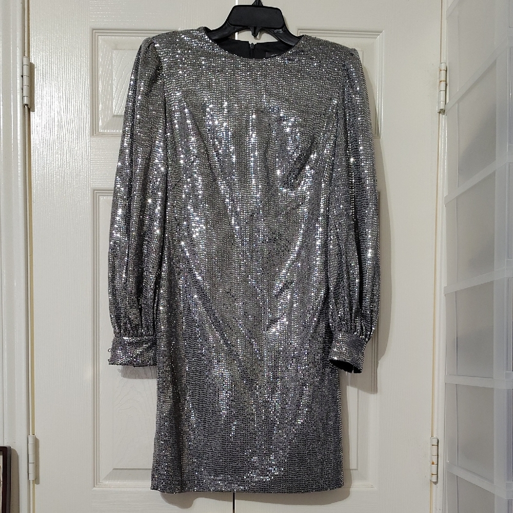 Vince Camuto Silver Long Sleeve Dress